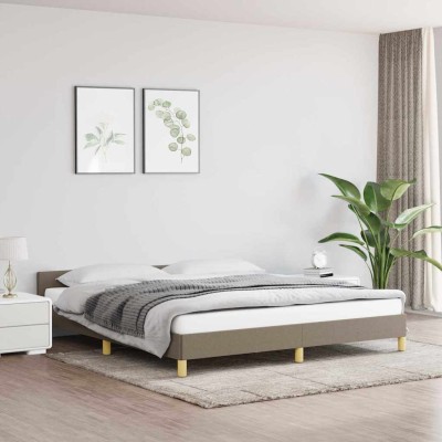 Cama sin colchón tela gris taupe 160x200 cm