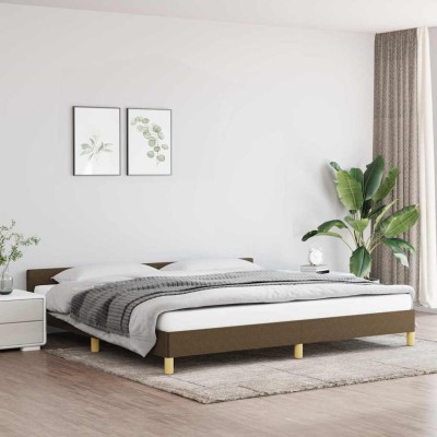Cama sin colchón tela marrón oscuro 200x200 cm