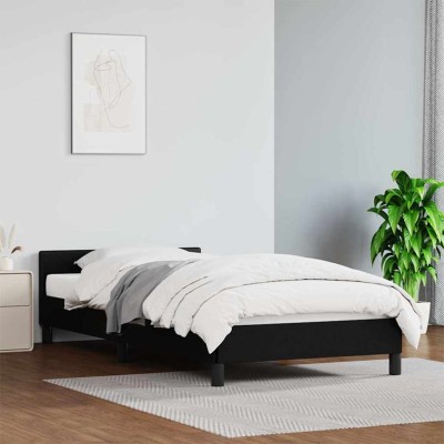 Estructura de cama con cabecero sin colchón negro 80x200 cm