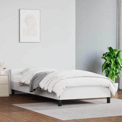 Estructura de cama con cabecero sin colchón blanco 90x190 cm