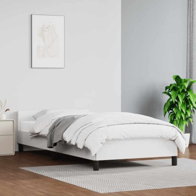 Estructura de cama con cabecero sin colchón blanco 90x200 cm