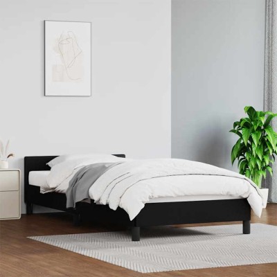 Estructura de cama con cabecero sin colchón negro 100x200 cm