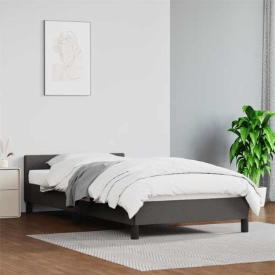 Estructura de cama con cabecero sin colchón gris 100x200 cm