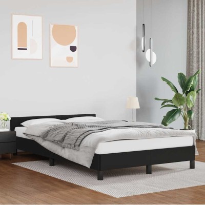 Estructura de cama con cabecero sin colchón negro 120x200 cm