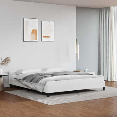 Estructura de cama con cabecero sin colchón blanco 160x200 cm