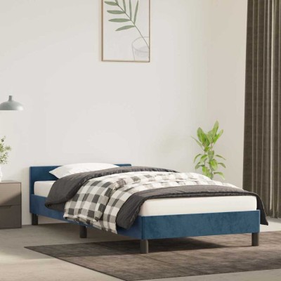 Estructura de cama sin colchón terciopelo azul oscuro 80x200 cm