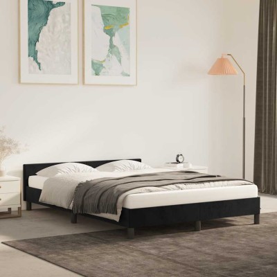 Estructura de cama sin colchón terciopelo negro 140x200 cm