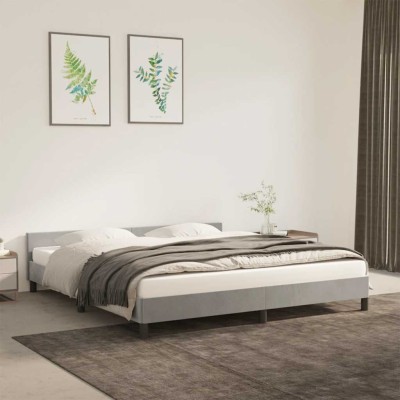 Estructura de cama sin colchón terciopelo gris claro 160x200 cm