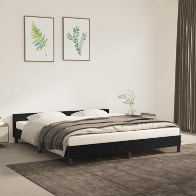 Estructura de cama sin colchón terciopelo negro 160x200 cm