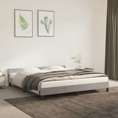 Estructura de cama sin colchón terciopelo gris claro 180x200 cm