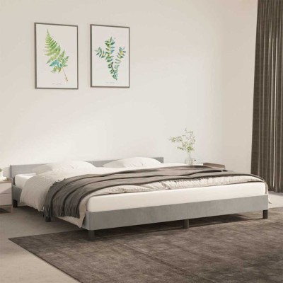 Estructura de cama sin colchón terciopelo gris claro 200x200 cm