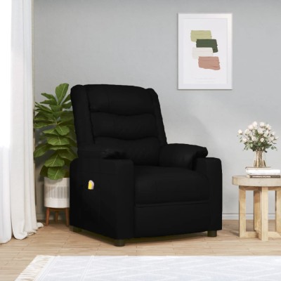 Sillón de masaje de cuero sintético negro