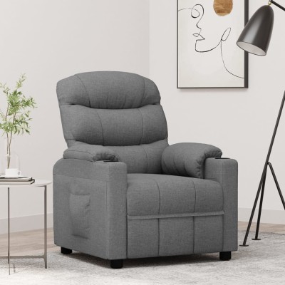 Sillón reclinable de tela gris claro