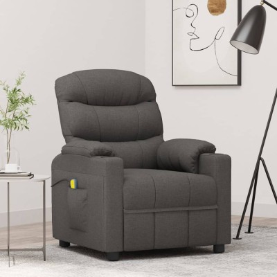 Sillón de masaje de tela gris oscuro