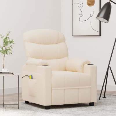 Sillón de masaje de tela color crema