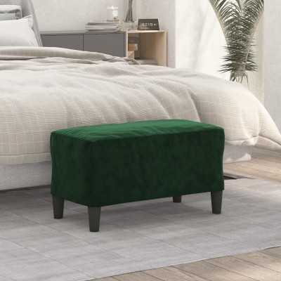 Banco de terciopelo verde oscuro 70x35x41 cm
