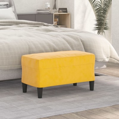 Banco de terciopelo amarillo 70x35x41 cm
