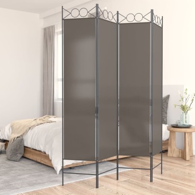 Biombo divisor de 4 paneles de tela gris antracita 160x200 cm
