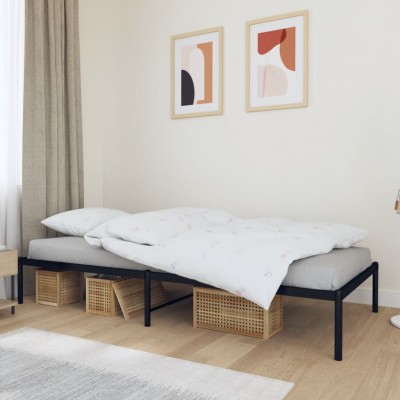 Estructura de cama sin colchón metal negro 90x200 cm
