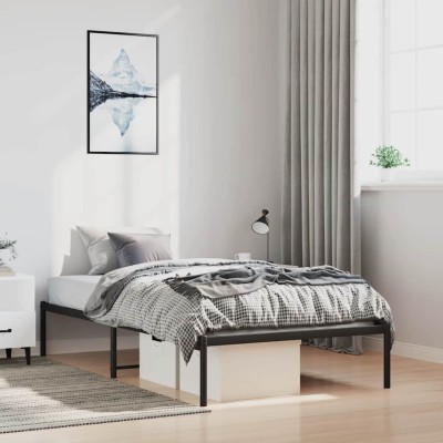 Estructura de cama sin colchón metal negro 100x190 cm