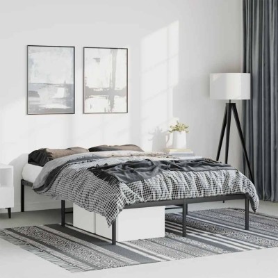 Estructura de cama sin colchón metal negro 135x190 cm