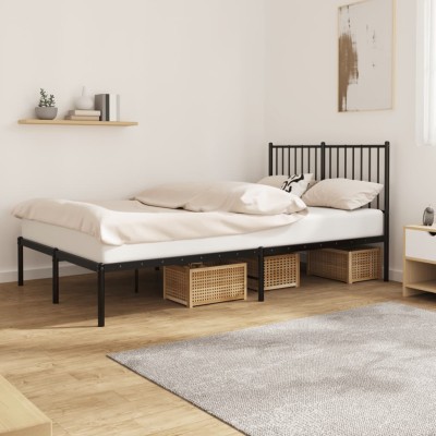 Estructura cama sin colchón con cabecero metal negro 120x190 cm