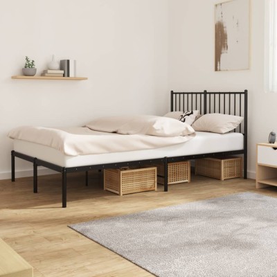 Estructura cama sin colchón con cabecero metal negro 120x200 cm