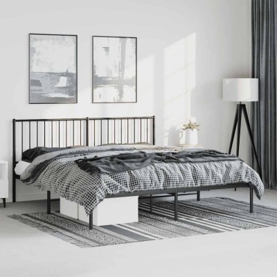 Estructura cama sin colchón con cabecero metal negro 183x213 cm