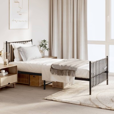 Estructura cama sin colchón con estribo metal negro 90x190 cm