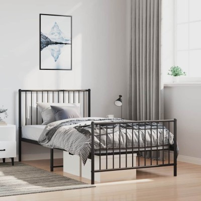 Estructura cama sin colchón con estribo metal negro 100x200 cm