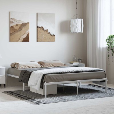Estructura de cama sin colchón metal blanco 150x200 cm