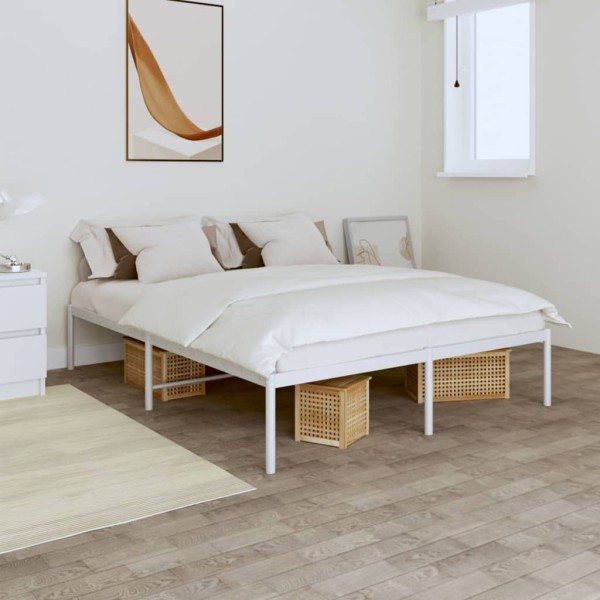 Estructura de cama sin colchón metal blanco 160x200 cm