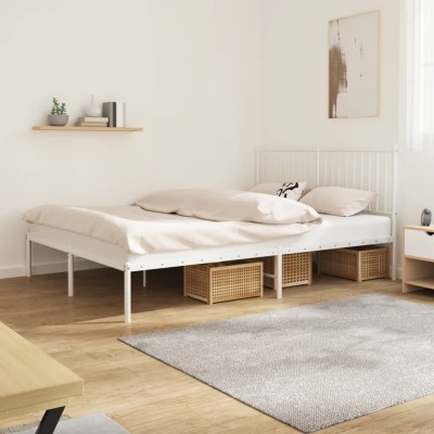 Estructura cama sin colchón con cabecero metal blanco 160x200cm