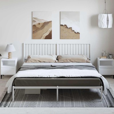 Estructura cama sin colchón con cabecero metal blanco 183x213cm