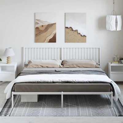 Estructura cama sin colchón con cabecero metal blanco 193x203cm