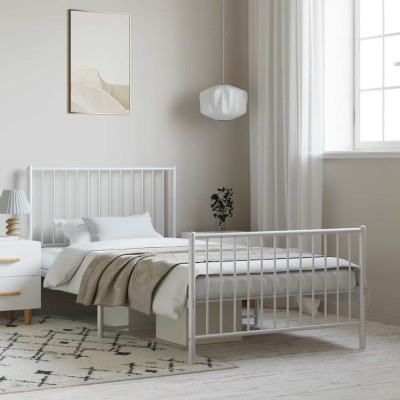 Estructura cama sin colchón con estribo metal blanco 100x190 cm