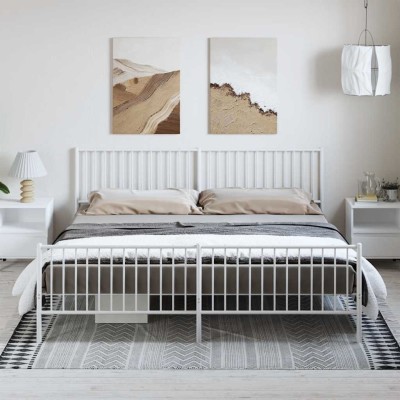 Estructura cama sin colchón con estribo metal blanco 193x203 cm