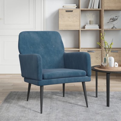 Sillón de terciopelo azul 62x79x79 cm