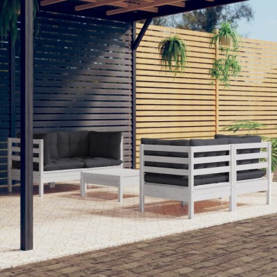 Muebles de jardín 5 pzas con cojines antracita madera de pino
