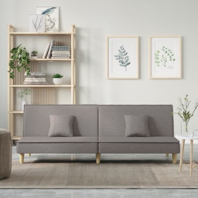 Sofá cama de tela gris taupe