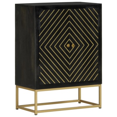 Aparador con 2 puertas madera mango negro y dorado 55x30x75 cm