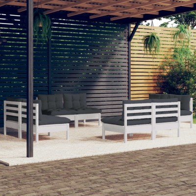 Muebles de jardín 8 piezas con cojines antracita madera pino