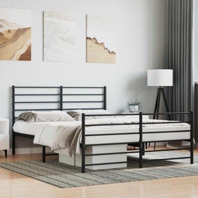 Estructura cama sin colchón con estribo metal negro 120x200 cm