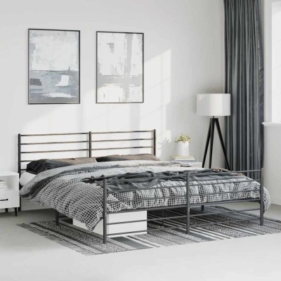 Estructura cama sin colchón con estribo metal negro 193x203 cm