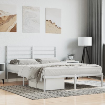 Estructura cama sin colchón con cabecero metal blanco 120x200cm