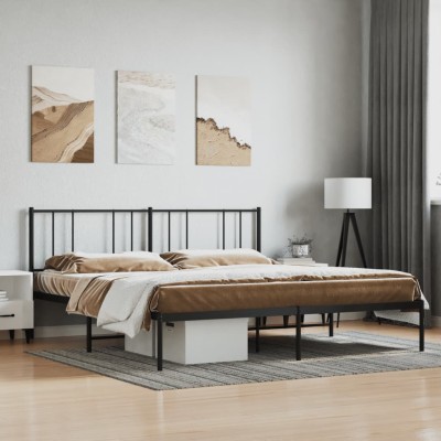 Estructura cama sin colchón con cabecero metal negro 200x200 cm