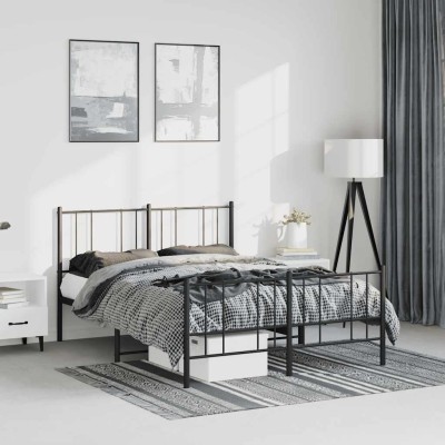 Estructura cama sin colchón con estribo metal negro 135x190 cm