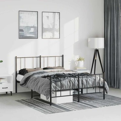 Estructura cama sin colchón con estribo metal negro 150x200 cm