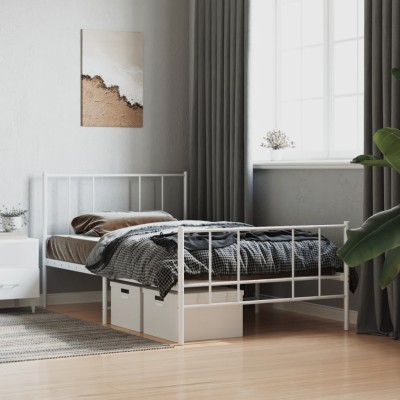 Estructura cama sin colchón con estribo metal blanco 75x190 cm