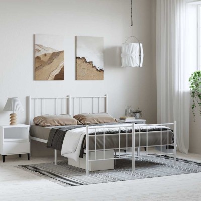 Estructura cama sin colchón con estribo metal blanco 135x190 cm